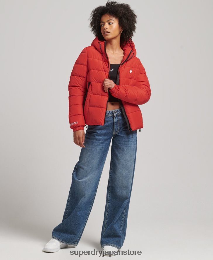 フード付きスピリットスポーツダウンジャケット 女性 Superdry 衣類 赤 2J62PZ3612