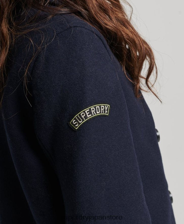 ダブルブレスト ウール ピーコート 女性 Superdry 衣類 海軍 2J62PZ3619