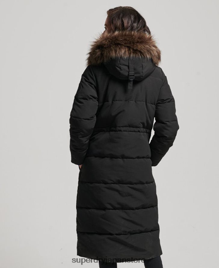 延縄フェイクファーエベレストコート 女性 Superdry 衣類 黒 2J62PZ3623