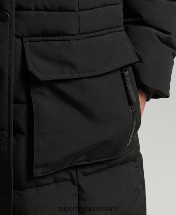 延縄フェイクファーエベレストコート 女性 Superdry 衣類 黒 2J62PZ3623