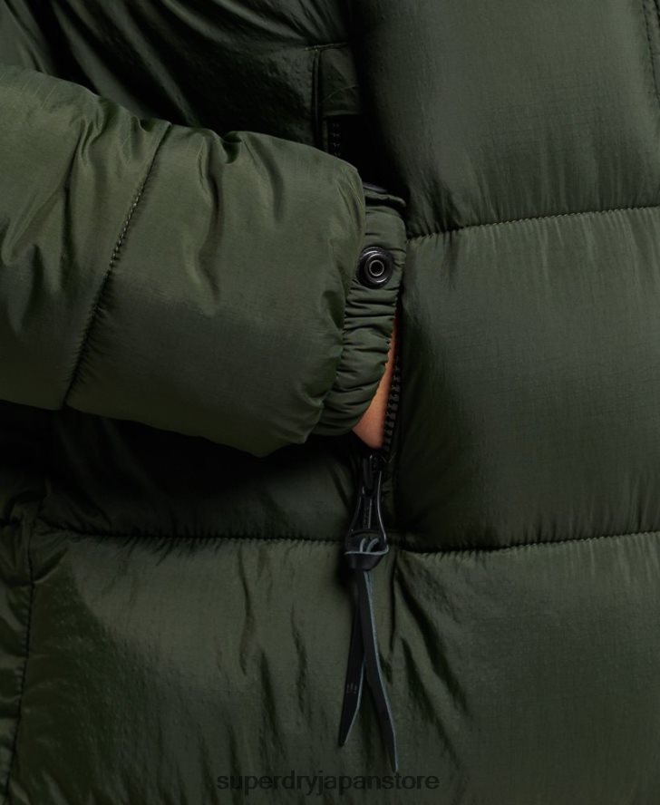 フェイクファーフード付き延縄フグコート 女性 Superdry 衣類 緑 2J62PZ3626