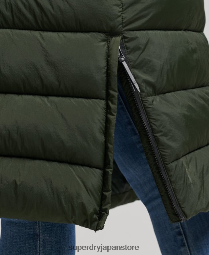 フェイクファーフード付き延縄フグコート 女性 Superdry 衣類 緑 2J62PZ3626