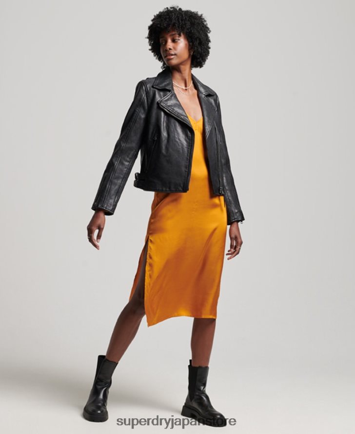 クラシックなレザーバイカージャケット 女性 Superdry 衣類 黒 2J62PZ3627