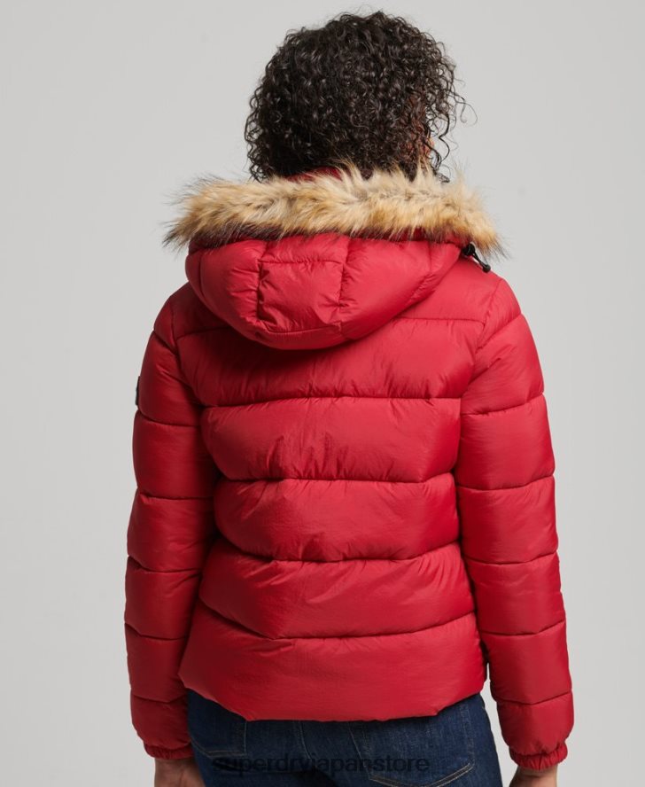 フード付きミッドレイヤーショートジャケット 女性 Superdry 衣類 赤 2J62PZ3632