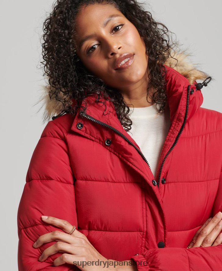 フード付きミッドレイヤーショートジャケット 女性 Superdry 衣類 赤 2J62PZ3632