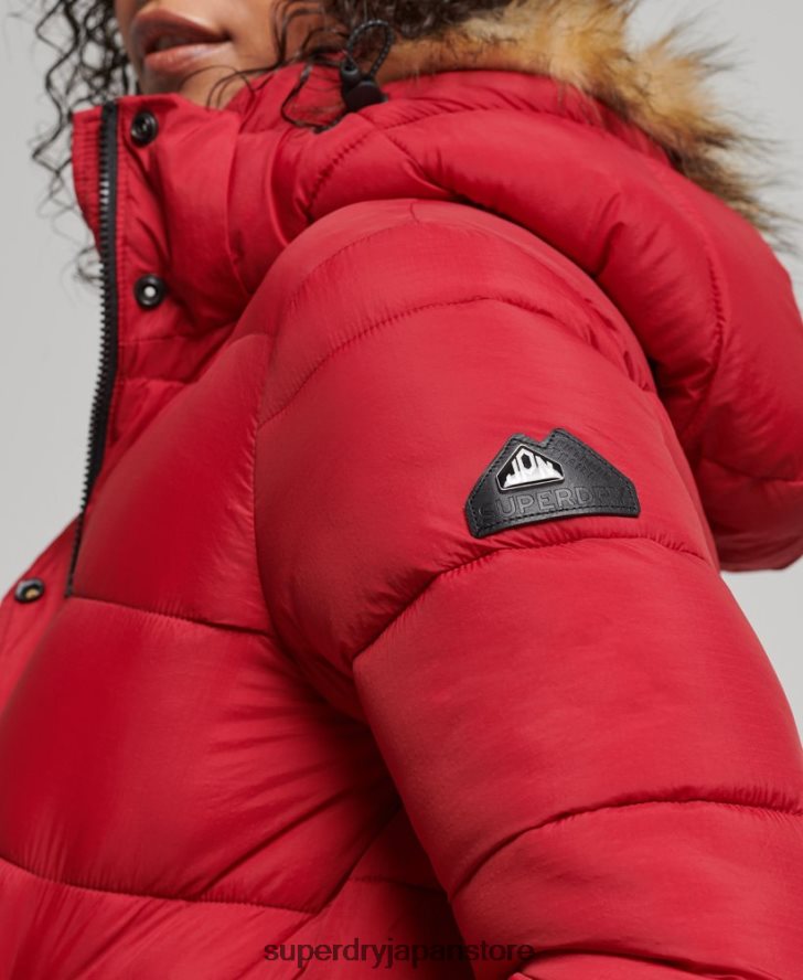 フード付きミッドレイヤーショートジャケット 女性 Superdry 衣類 赤 2J62PZ3632