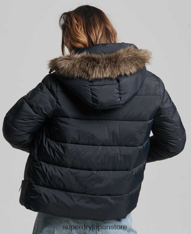 フード付きミッドレイヤーショートジャケット 女性 Superdry 衣類 濃い灰色 2J62PZ3633