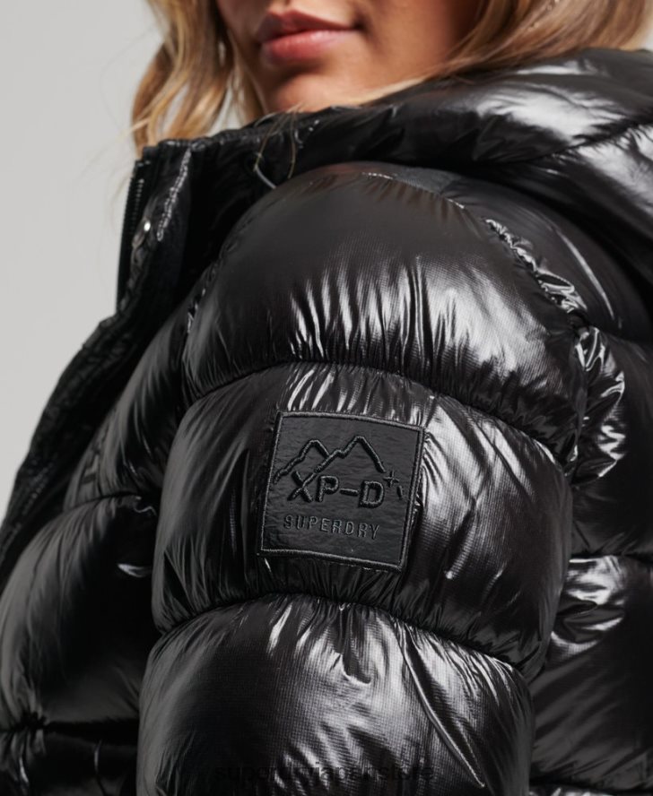フード付きシャインスポーツパファージャケット 女性 Superdry 衣類 黒 2J62PZ3634
