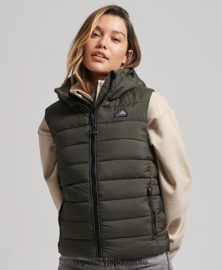 フード付きクラシックパッド入りジレ 女性 Superdry 衣類 緑 2J62PZ3639