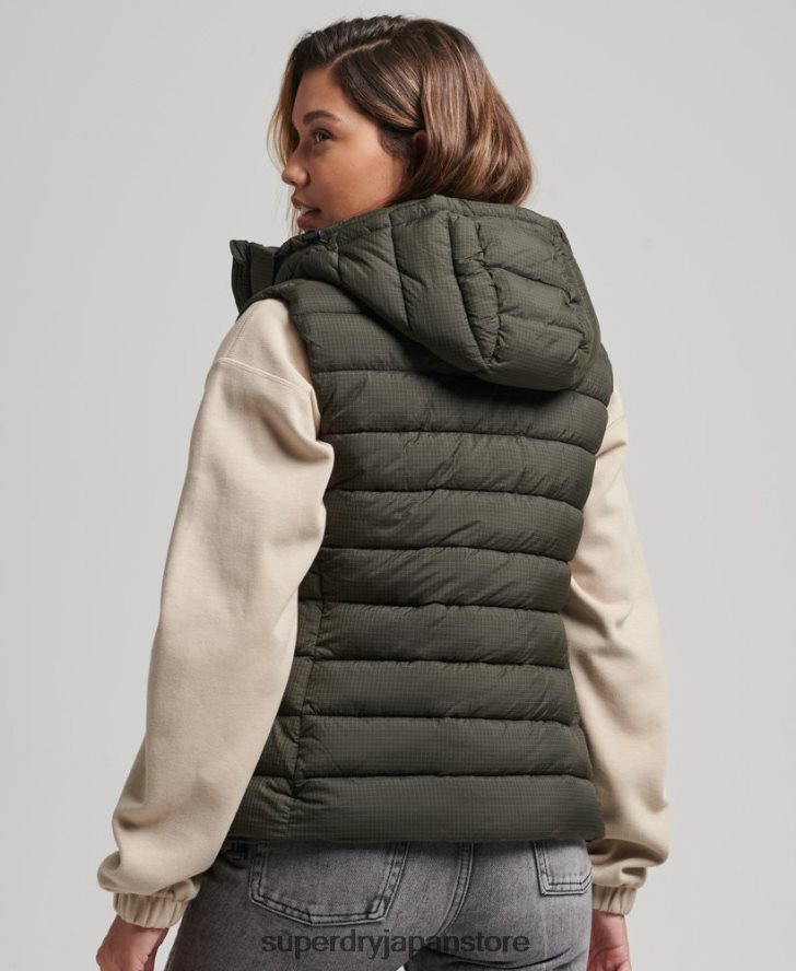 フード付きクラシックパッド入りジレ 女性 Superdry 衣類 緑 2J62PZ3639