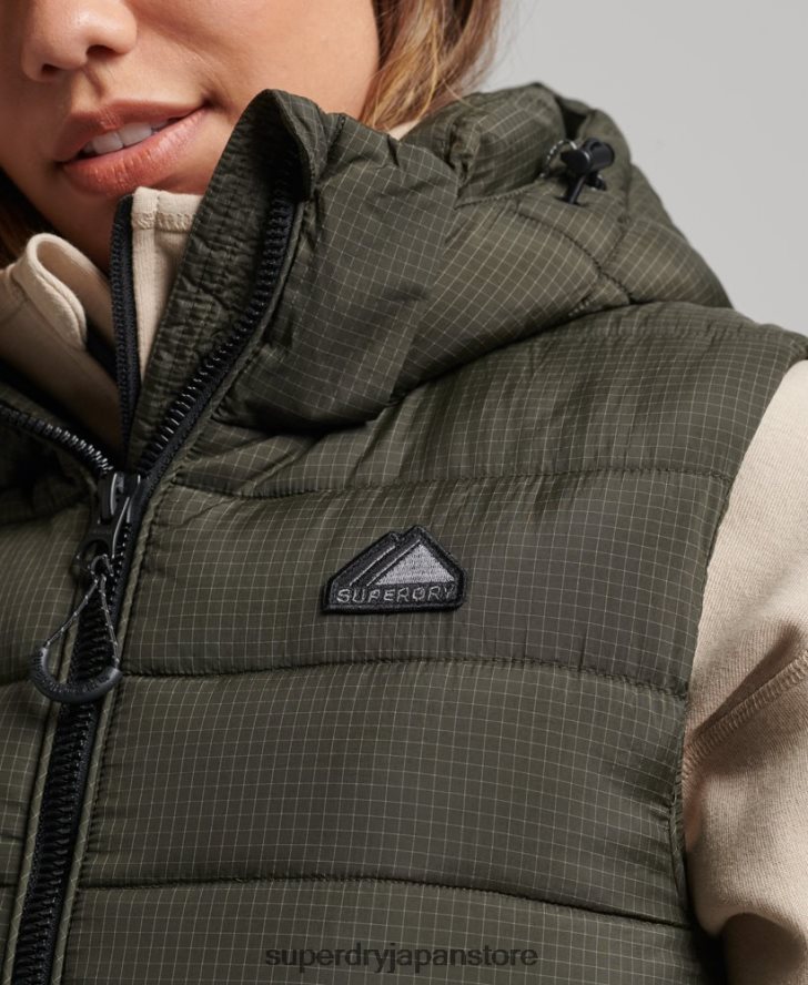 フード付きクラシックパッド入りジレ 女性 Superdry 衣類 緑 2J62PZ3639