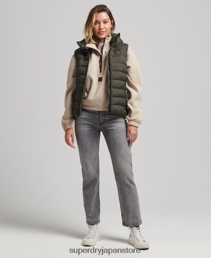 フード付きクラシックパッド入りジレ 女性 Superdry 衣類 緑 2J62PZ3639