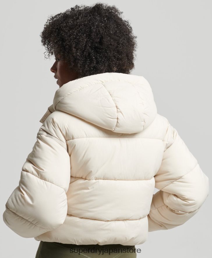 クロップドコクーン パファージャケット 女性 Superdry 衣類 クリーム 2J62PZ3642