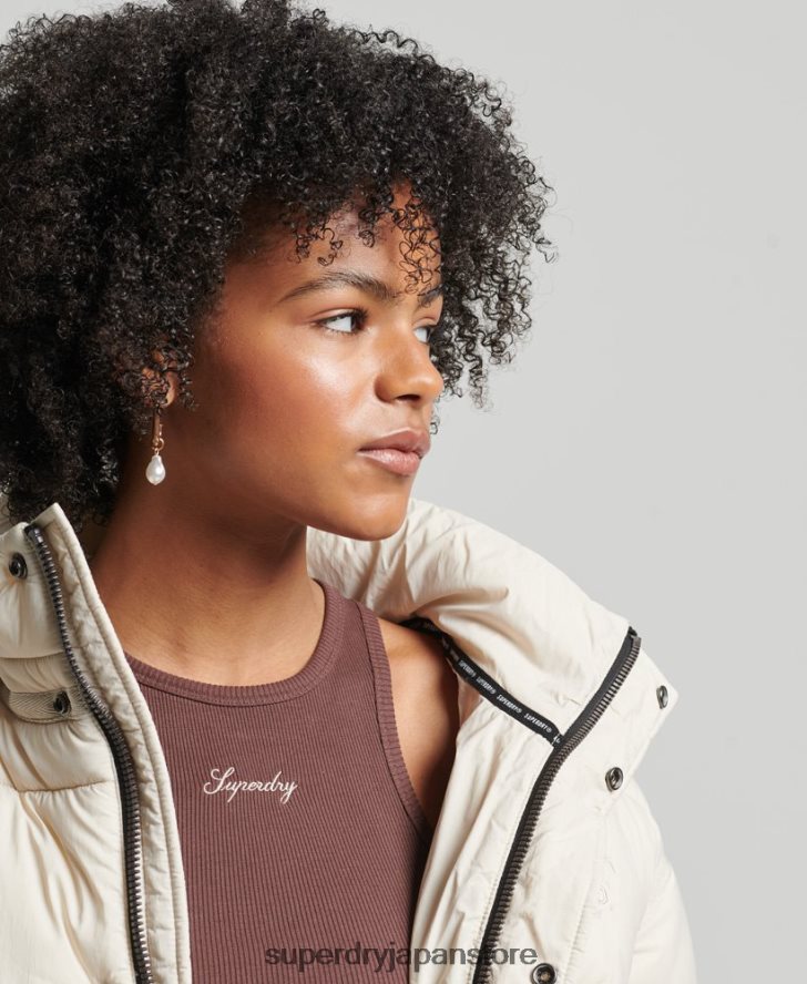 クロップドコクーン パファージャケット 女性 Superdry 衣類 クリーム 2J62PZ3642