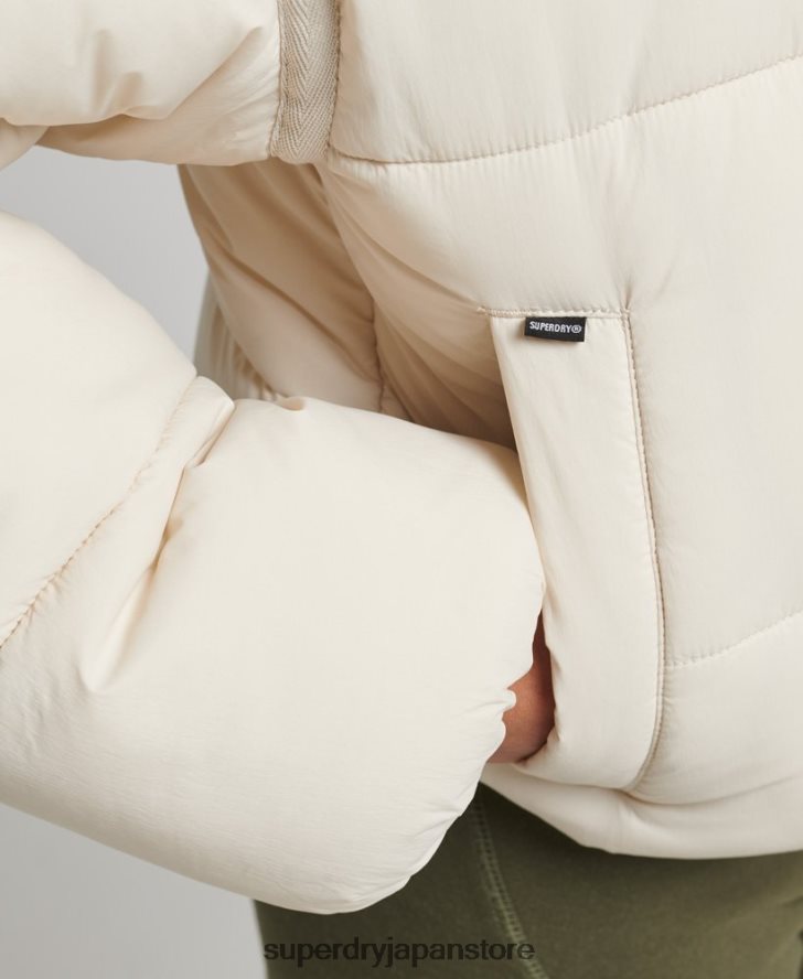 クロップドコクーン パファージャケット 女性 Superdry 衣類 クリーム 2J62PZ3642