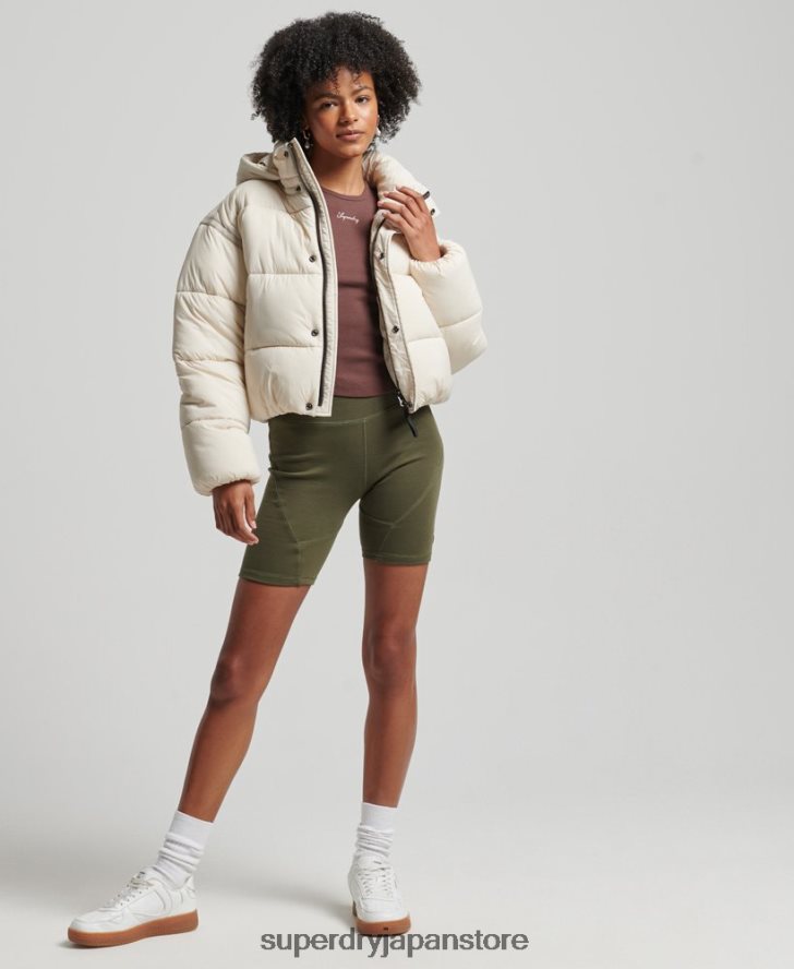 クロップドコクーン パファージャケット 女性 Superdry 衣類 クリーム 2J62PZ3642