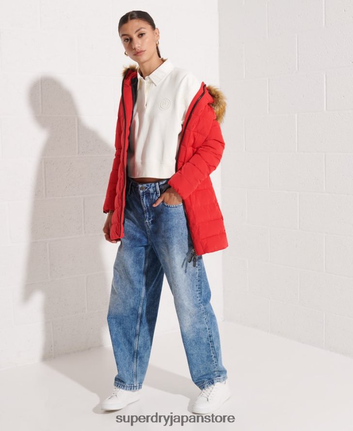 北極トールフグコート 女性 Superdry 衣類 赤 2J62PZ3648