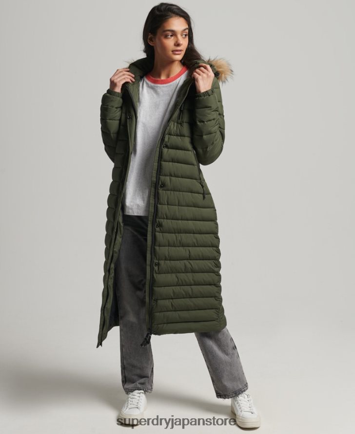 超延縄フジコート 女性 Superdry 衣類 カーキ 2J62PZ3649