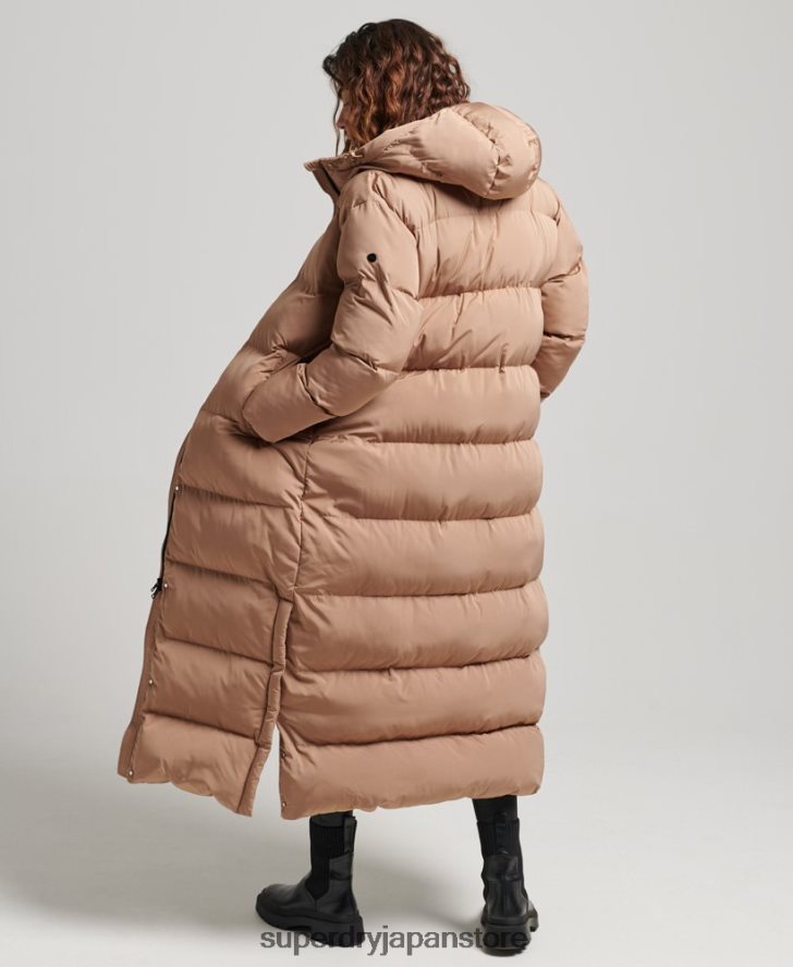 フード付きマキシダウンコート 女性 Superdry 衣類 茶色 2J62PZ3650