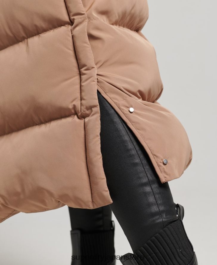 フード付きマキシダウンコート 女性 Superdry 衣類 茶色 2J62PZ3650