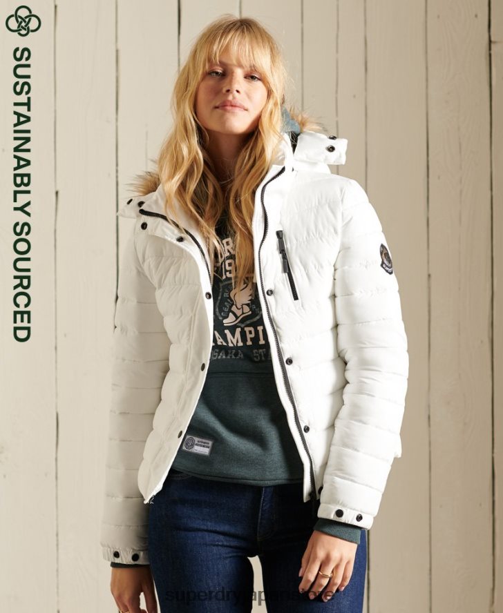 クラシック フェイクファー フジ ジャケット 女性 Superdry 衣類 白 2J62PZ3652