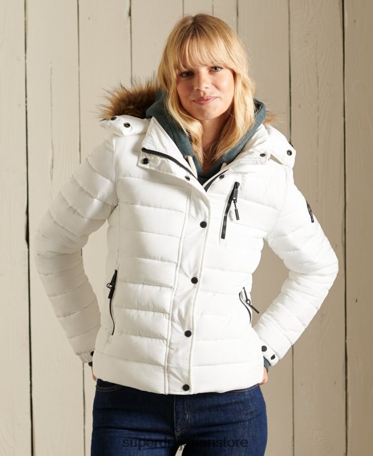 クラシック フェイクファー フジ ジャケット 女性 Superdry 衣類 白 2J62PZ3652