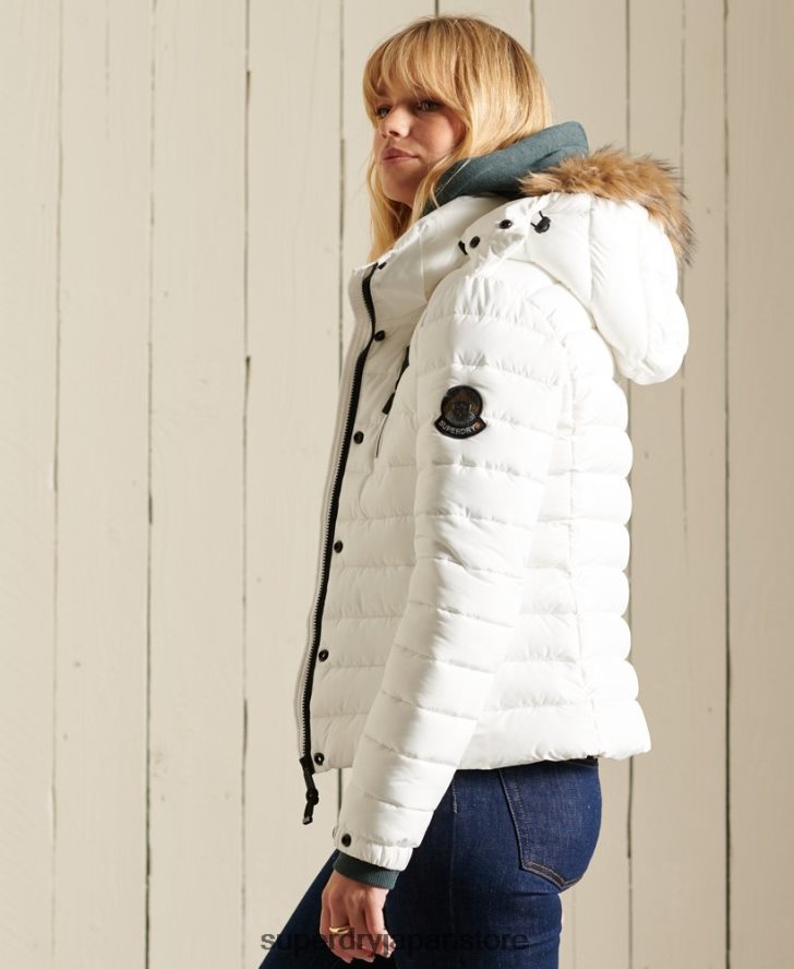 クラシック フェイクファー フジ ジャケット 女性 Superdry 衣類 白 2J62PZ3652