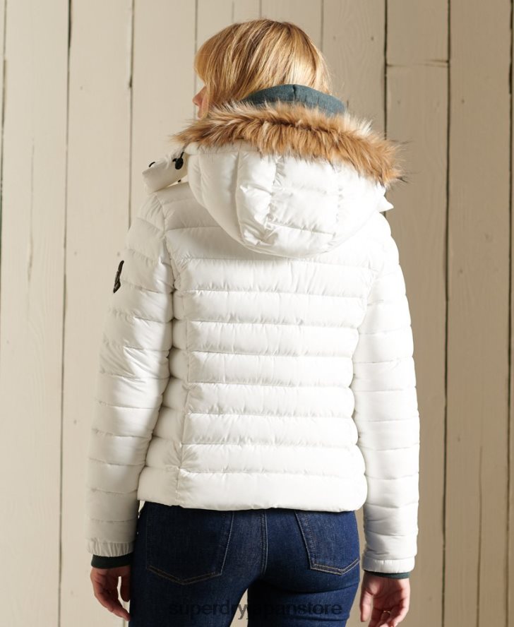 クラシック フェイクファー フジ ジャケット 女性 Superdry 衣類 白 2J62PZ3652
