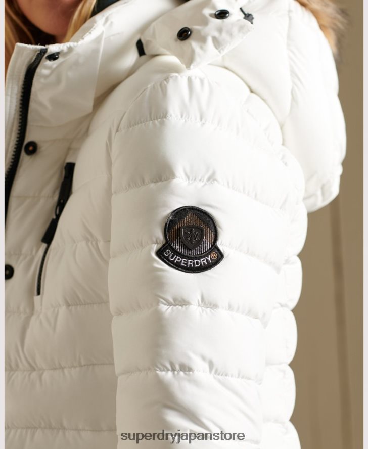 クラシック フェイクファー フジ ジャケット 女性 Superdry 衣類 白 2J62PZ3652