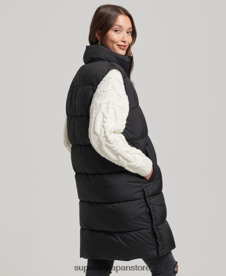 延縄キルトジレ 女性 Superdry 衣類 黒 2J62PZ3659