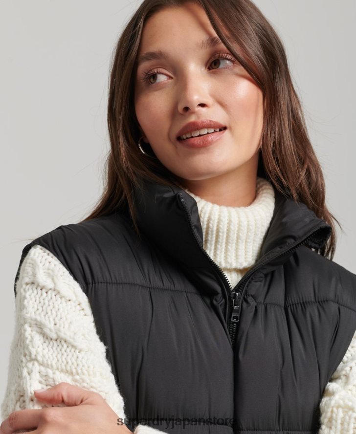 延縄キルトジレ 女性 Superdry 衣類 黒 2J62PZ3659