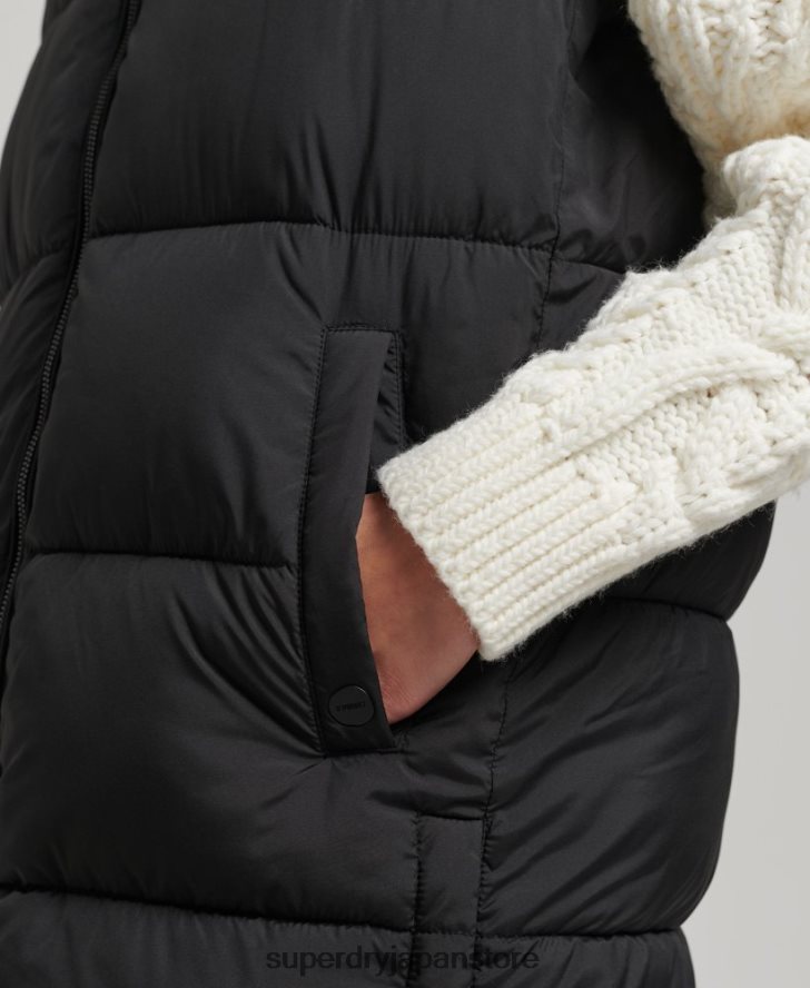 延縄キルトジレ 女性 Superdry 衣類 黒 2J62PZ3659