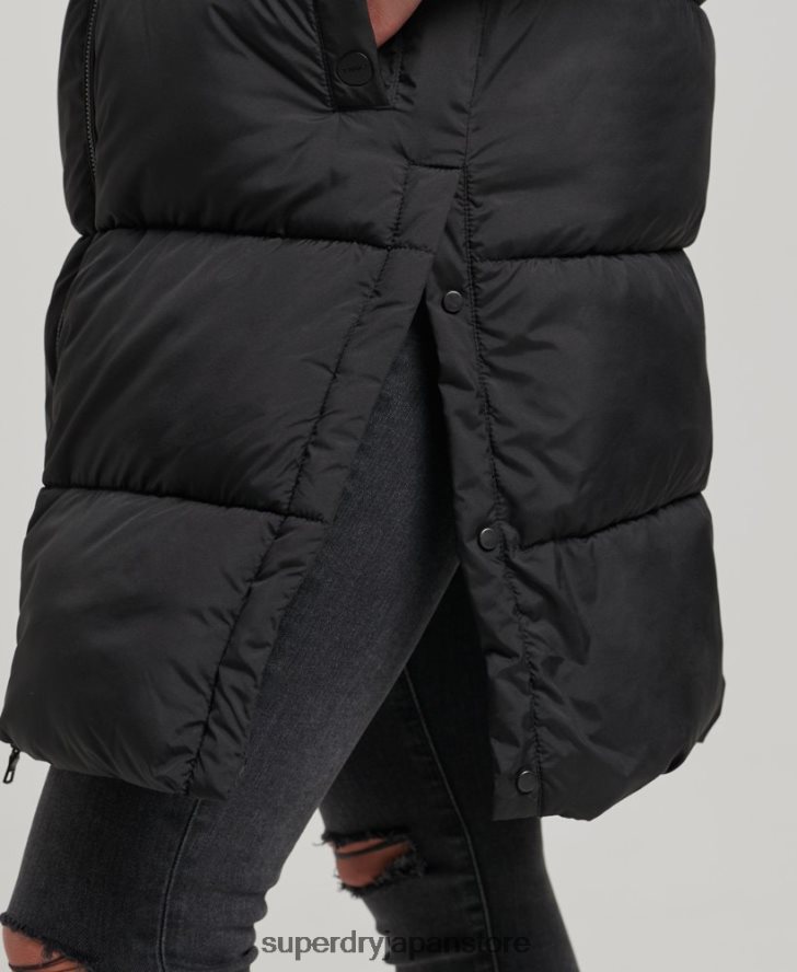 延縄キルトジレ 女性 Superdry 衣類 黒 2J62PZ3659