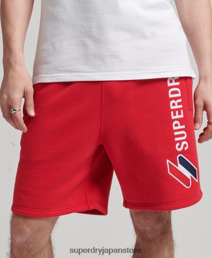コードアップリケスウェットショーツ 男性 Superdry 衣類 赤 2J62PZ366