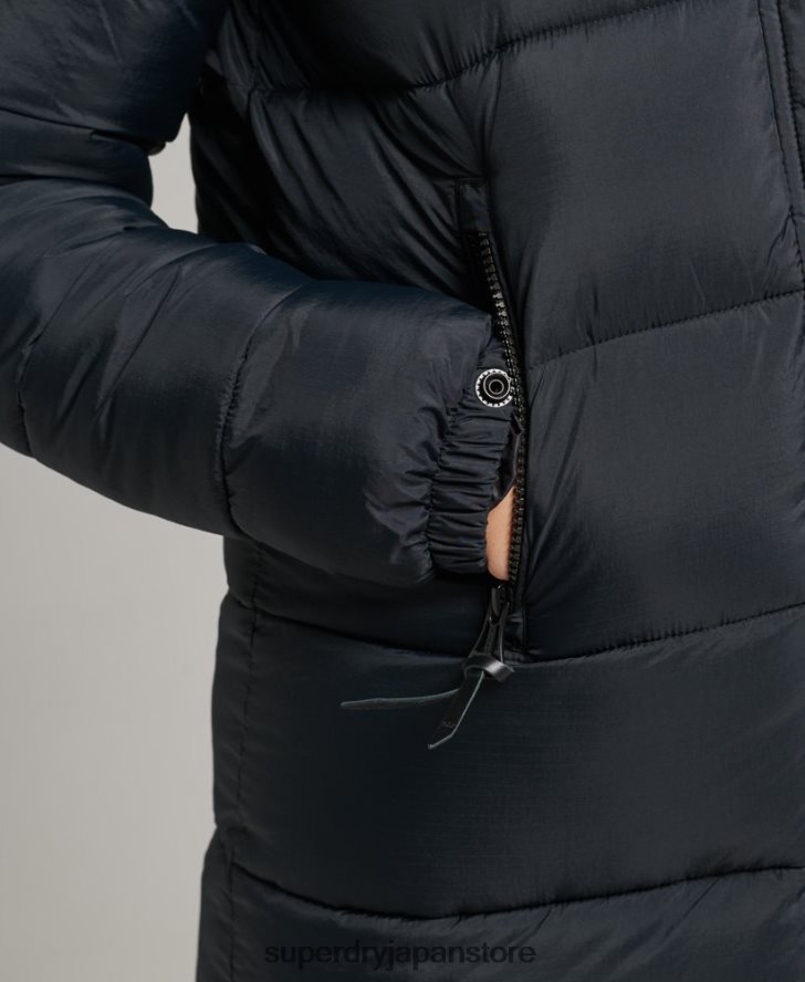 フェイクファーフード付き延縄フグコート 女性 Superdry 衣類 濃い灰色 2J62PZ3660