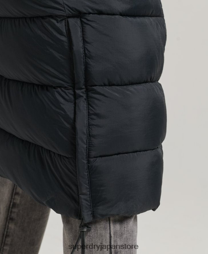 フェイクファーフード付き延縄フグコート 女性 Superdry 衣類 濃い灰色 2J62PZ3660