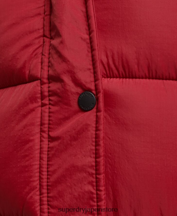 フェイクファーフード付き延縄フグコート 女性 Superdry 衣類 赤 2J62PZ3661