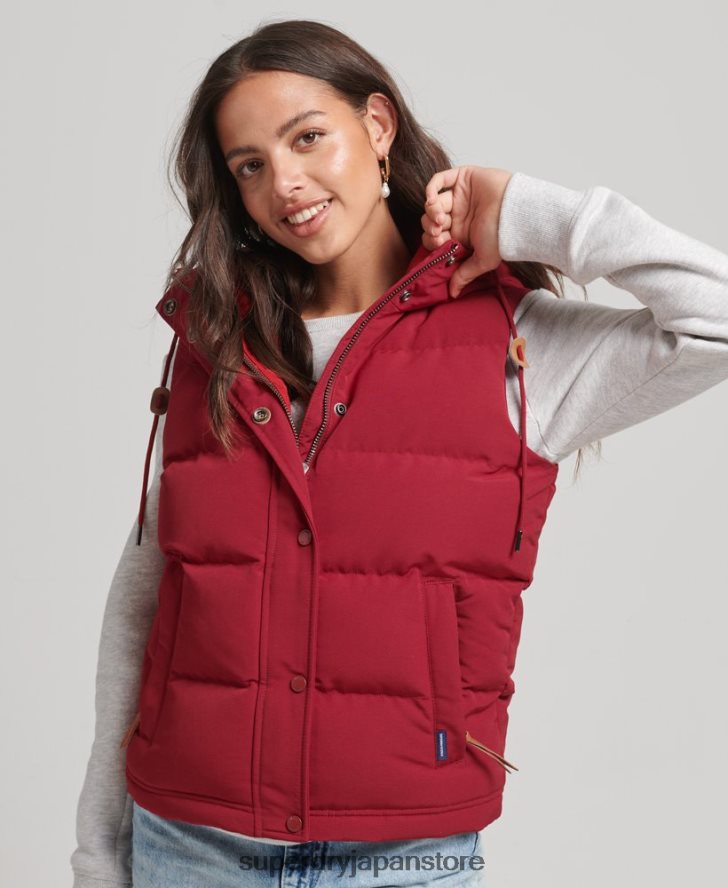 エベレスト フード付きパファージレ 女性 Superdry 衣類 赤 2J62PZ3667