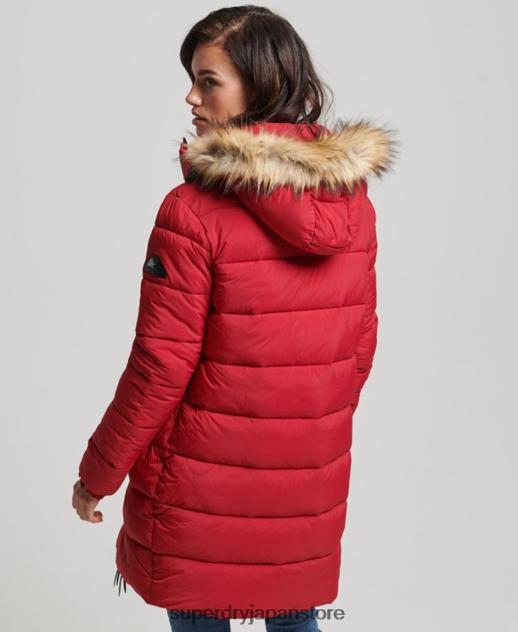 フード付きミッドレイヤーミッドコート 女性 Superdry 衣類 赤 2J62PZ3668