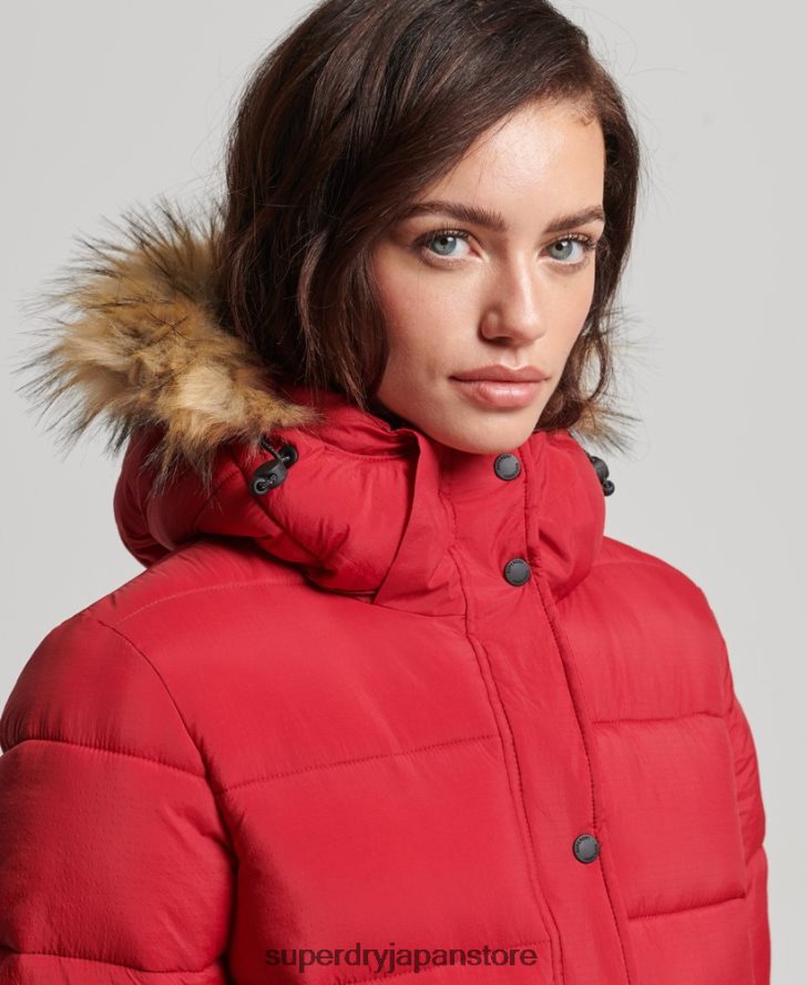 フード付きミッドレイヤーミッドコート 女性 Superdry 衣類 赤 2J62PZ3668