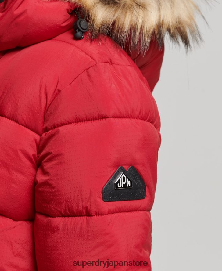 フード付きミッドレイヤーミッドコート 女性 Superdry 衣類 赤 2J62PZ3668