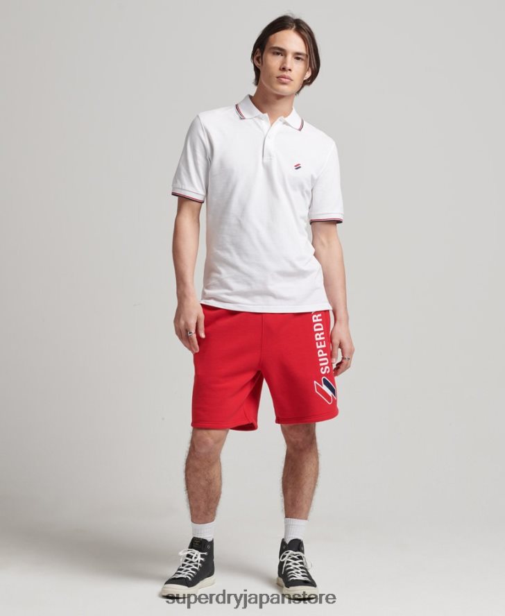 コードアップリケスウェットショーツ 男性 Superdry 衣類 赤 2J62PZ366