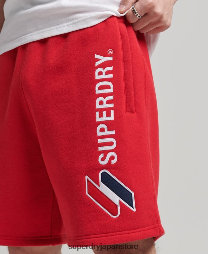 コードアップリケスウェットショーツ 男性 Superdry 衣類 赤 2J62PZ366