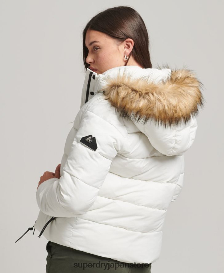 フード付きミッドレイヤーショートジャケット 女性 Superdry 衣類 白 2J62PZ3670