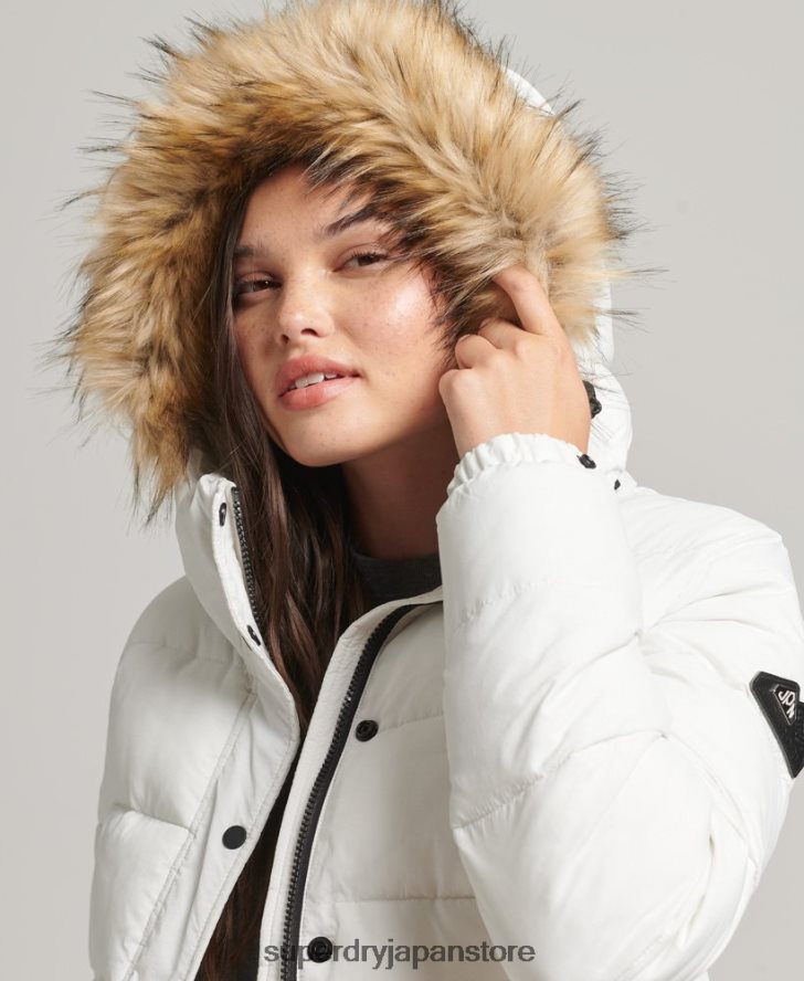 フード付きミッドレイヤーショートジャケット 女性 Superdry 衣類 白 2J62PZ3670