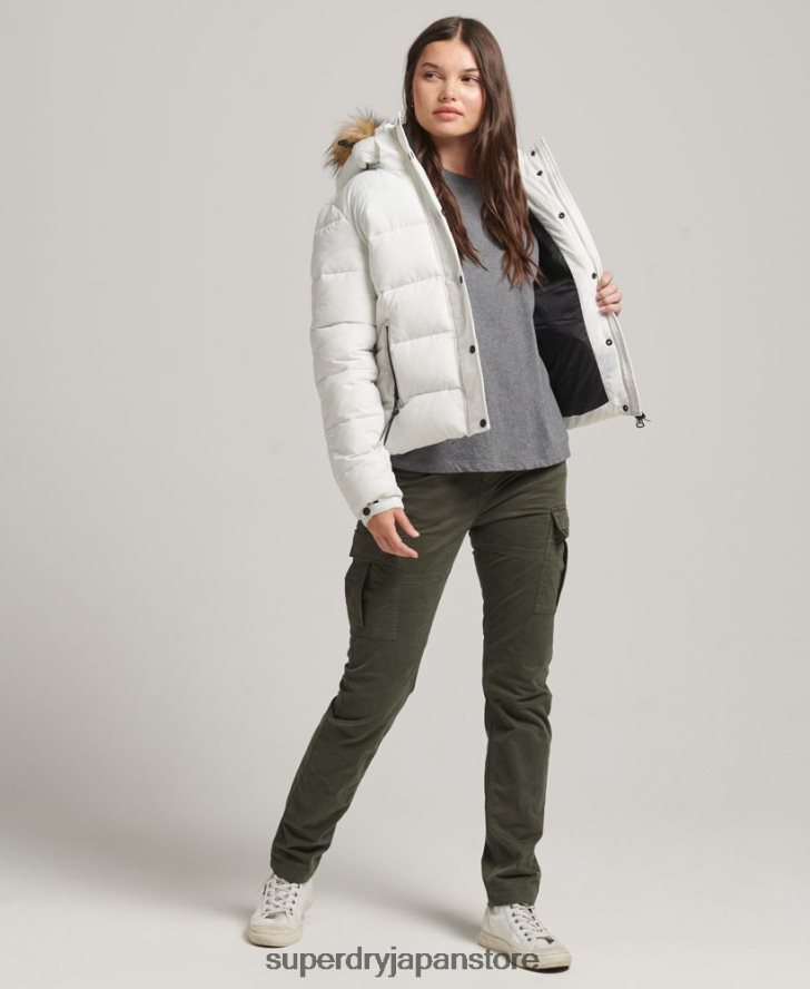 フード付きミッドレイヤーショートジャケット 女性 Superdry 衣類 白 2J62PZ3670