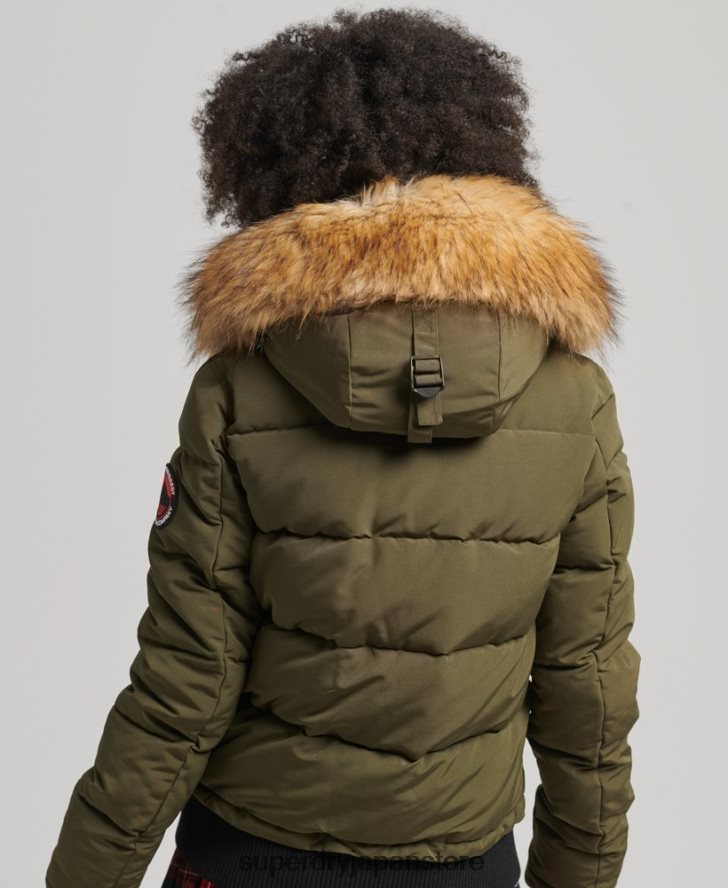 エベレスト フード付きパファーボンバージャケット 女性 Superdry 衣類 緑 2J62PZ3671