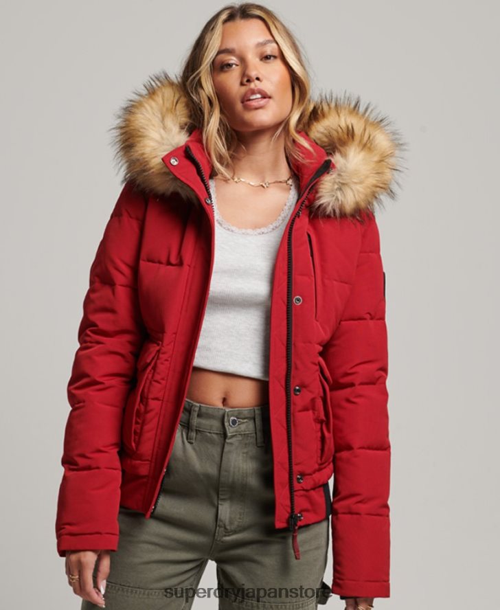 エベレスト フード付きパファーボンバージャケット 女性 Superdry 衣類 赤 2J62PZ3676