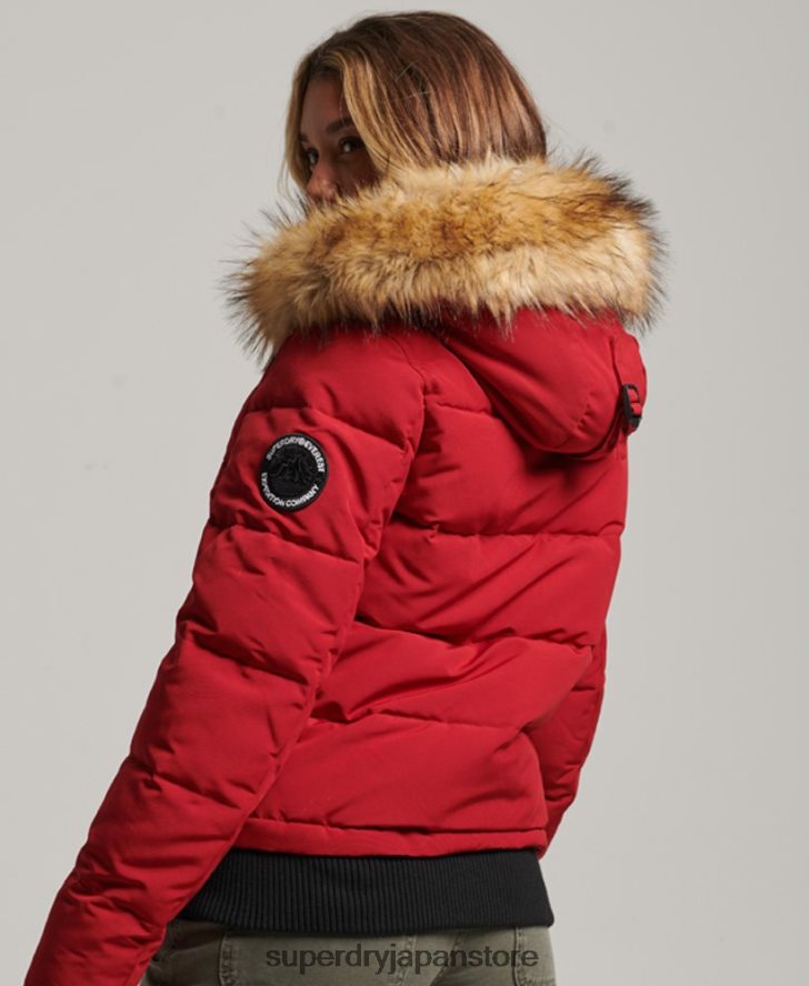 エベレスト フード付きパファーボンバージャケット 女性 Superdry 衣類 赤 2J62PZ3676