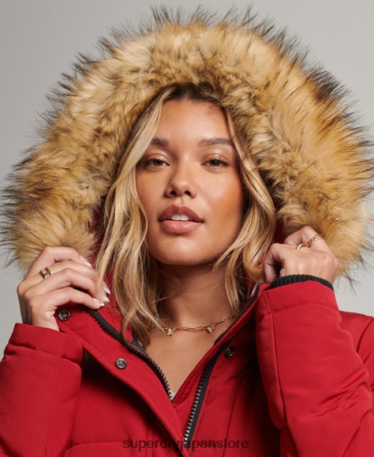 エベレスト フード付きパファーボンバージャケット 女性 Superdry 衣類 赤 2J62PZ3676
